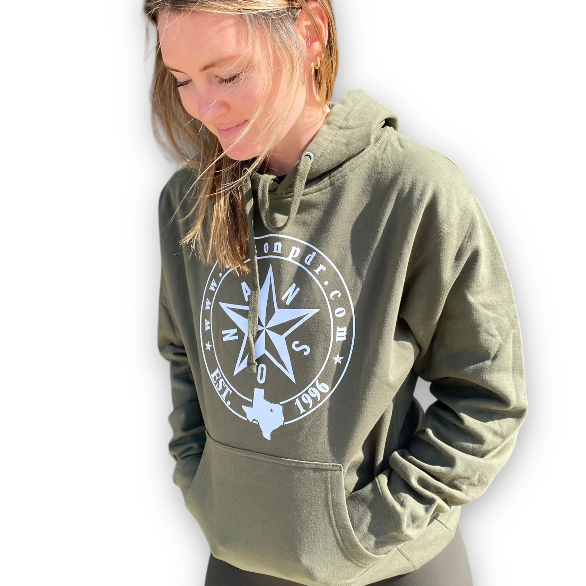 ANSON HOODED SWEATSHIRT -  GREEN MEDIUM WEIGHT
